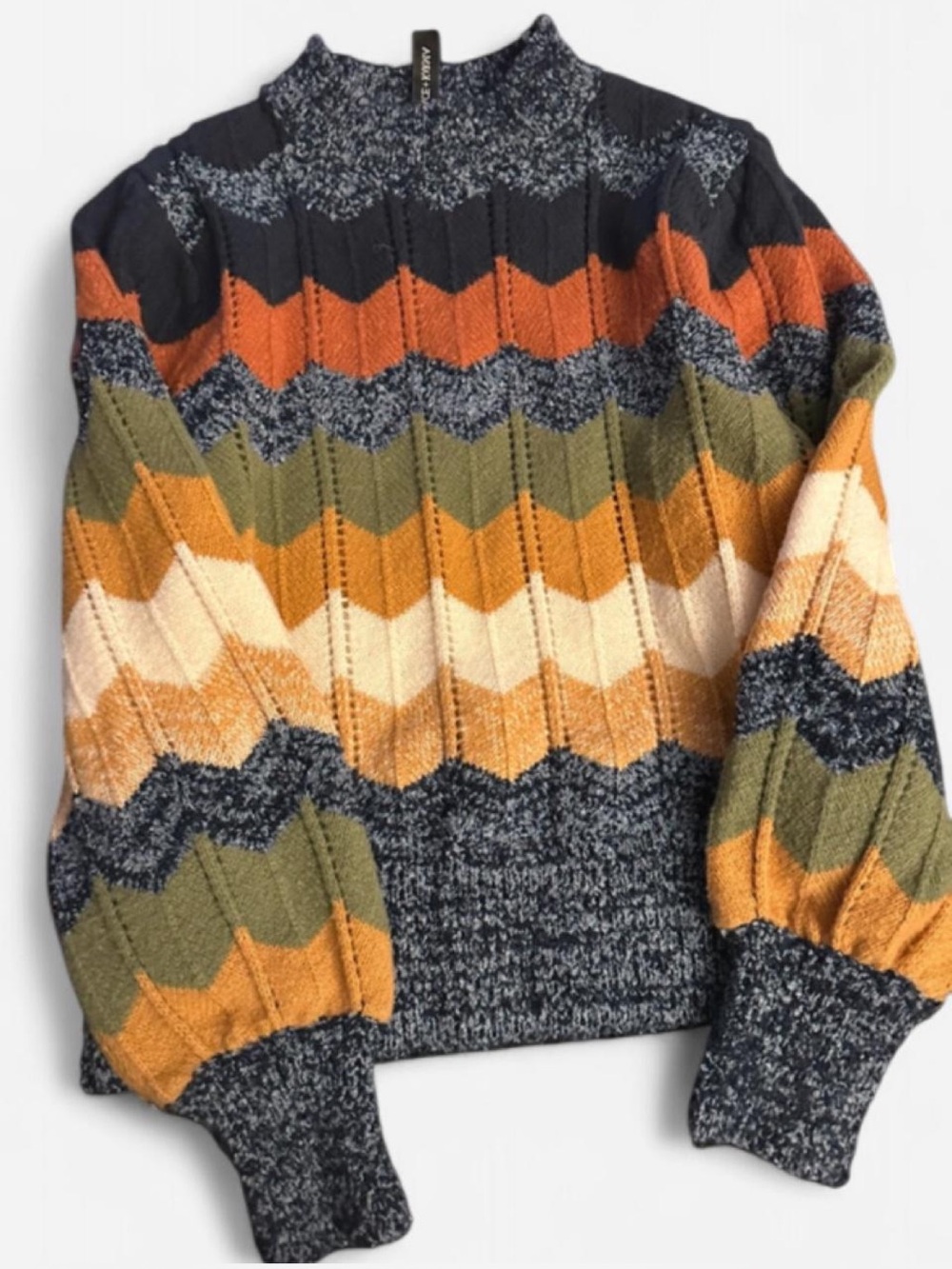 Grace Karma Chevron Knit Sweater in Navy, Olive, Rust, Cream & Mustard